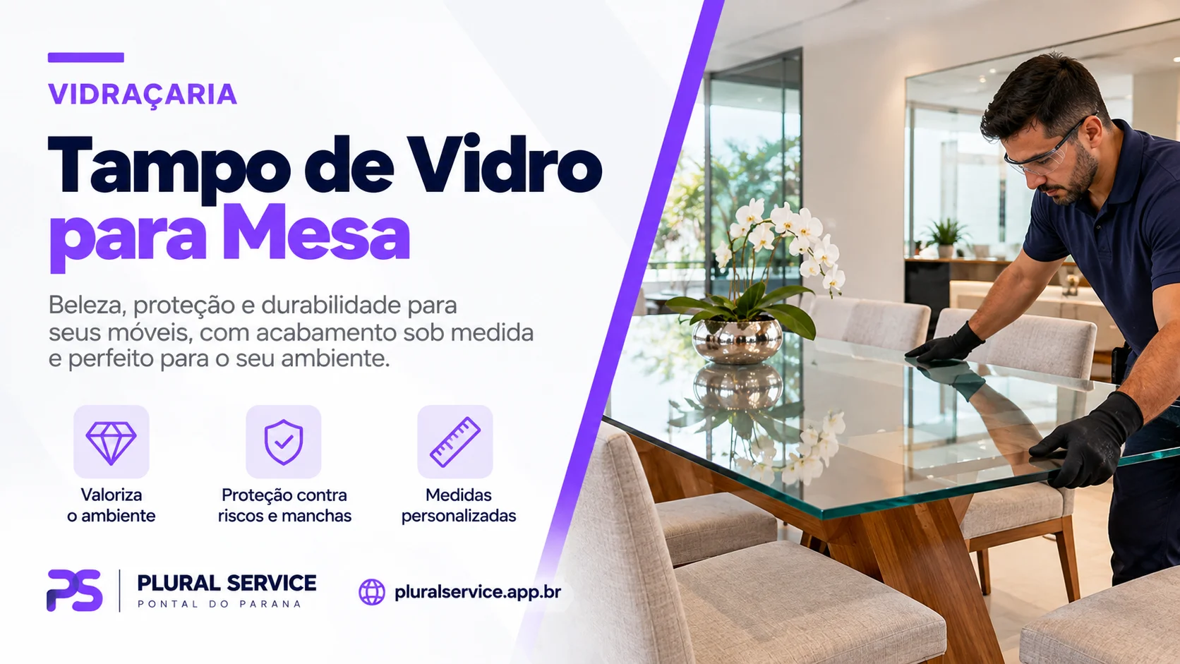 Tampo de Vidro para Mesa